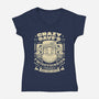 Crazy Dave Emblem Grunge-Womens-V-Neck-Tee-LAGELANTEE
