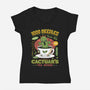Cactuar Green Tea Emblem-Womens-V-Neck-Tee-LAGELANTEE