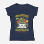 Cactuar Green Tea Emblem-Womens-V-Neck-Tee-LAGELANTEE