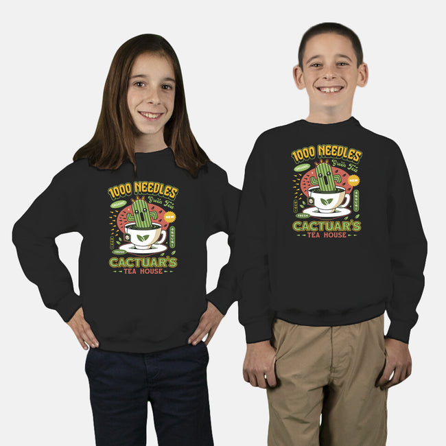 Cactuar Green Tea Emblem-Youth-Crew Neck-Sweatshirt-LAGELANTEE