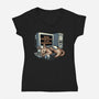 Overrated Productivity-Womens-V-Neck-Tee-glitchygorilla