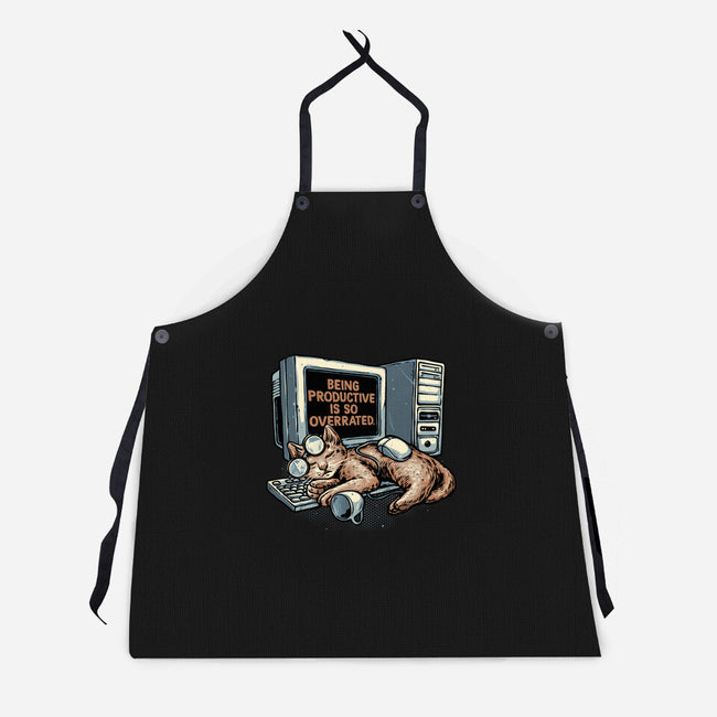 Overrated Productivity-Unisex-Kitchen-Apron-glitchygorilla