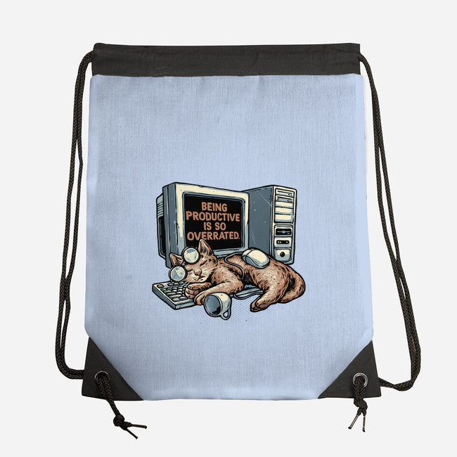 Overrated Productivity-None-Drawstring-Bag-glitchygorilla