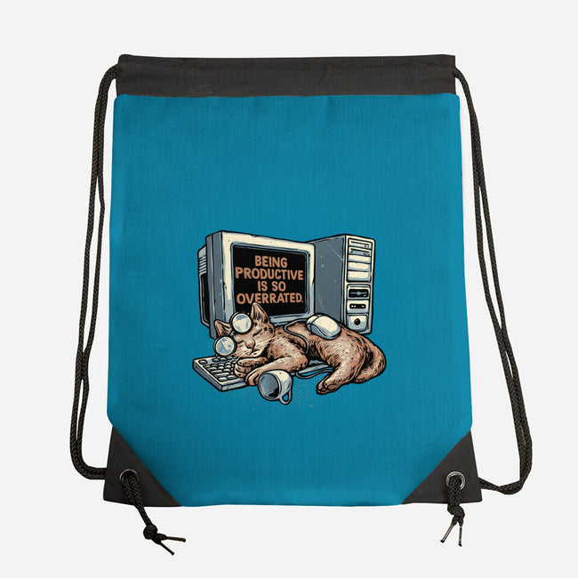 Overrated Productivity-None-Drawstring-Bag-glitchygorilla