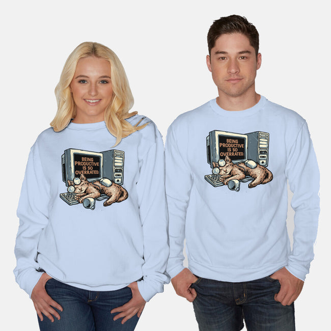 Overrated Productivity-Unisex-Crew Neck-Sweatshirt-glitchygorilla
