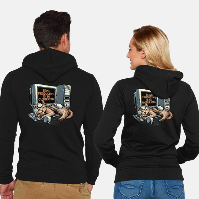 Overrated Productivity-Unisex-Zip-Up-Sweatshirt-glitchygorilla