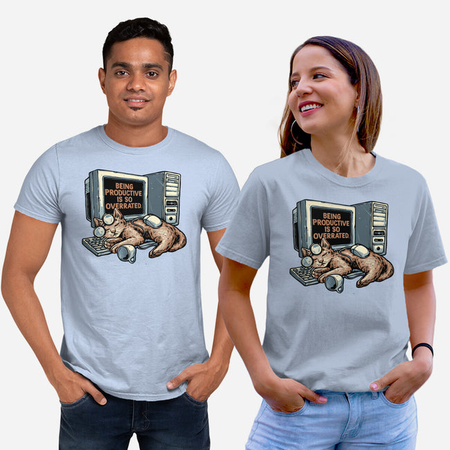 Overrated Productivity-Unisex-Basic-Tee-glitchygorilla