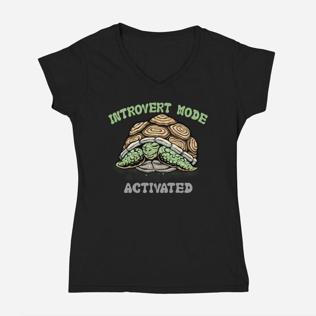 Introvert Mode Activated-Womens-V-Neck-Tee-glitchygorilla