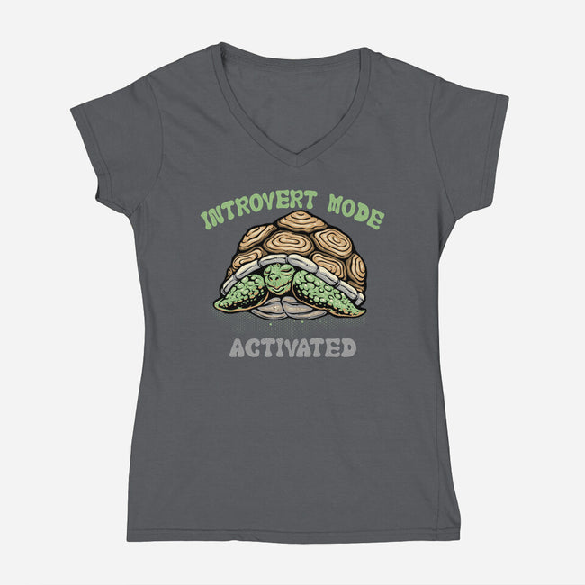 Introvert Mode Activated-Womens-V-Neck-Tee-glitchygorilla