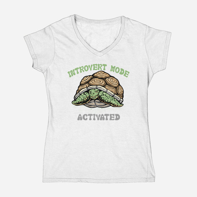 Introvert Mode Activated-Womens-V-Neck-Tee-glitchygorilla