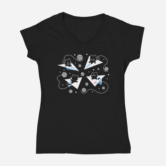 PawPlane Tour-Womens-V-Neck-Tee-erion_designs