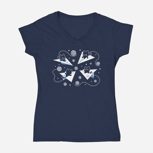 PawPlane Tour-Womens-V-Neck-Tee-erion_designs