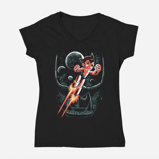 Retro Boy-Womens-V-Neck-Tee-zascanauta