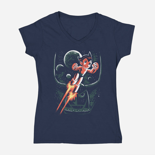 Retro Boy-Womens-V-Neck-Tee-zascanauta