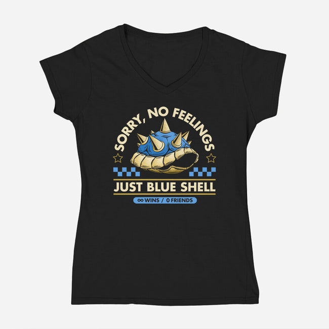 Sorry No Feelings Just Blue Shell-Womens-V-Neck-Tee-sachpica