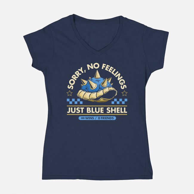 Sorry No Feelings Just Blue Shell-Womens-V-Neck-Tee-sachpica