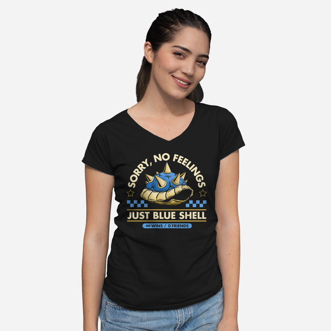 Sorry No Feelings Just Blue Shell-Womens-V-Neck-Tee-sachpica