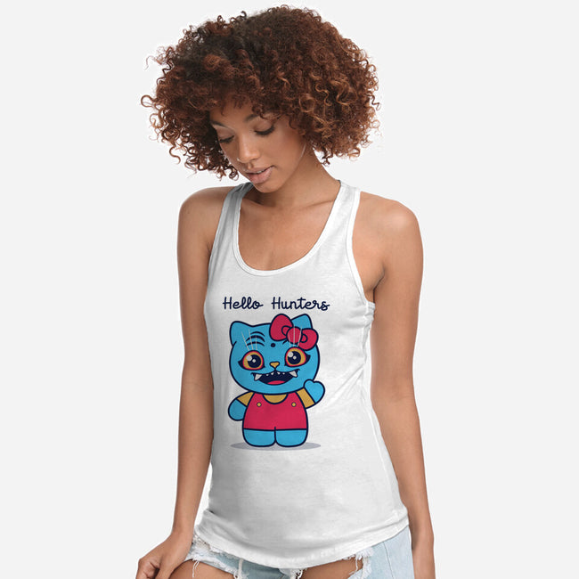 Hello Hunters-Womens-Racerback-Tank-GODZILLARGE