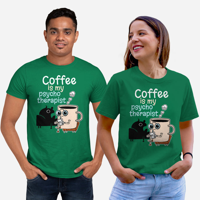 Coffee Is My Psychotherapist-Unisex-Basic-Tee-imisko