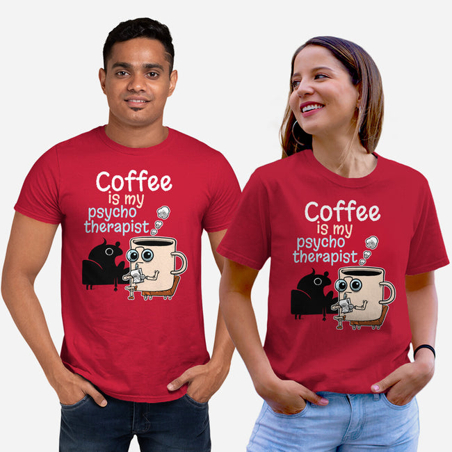 Coffee Is My Psychotherapist-Unisex-Basic-Tee-imisko