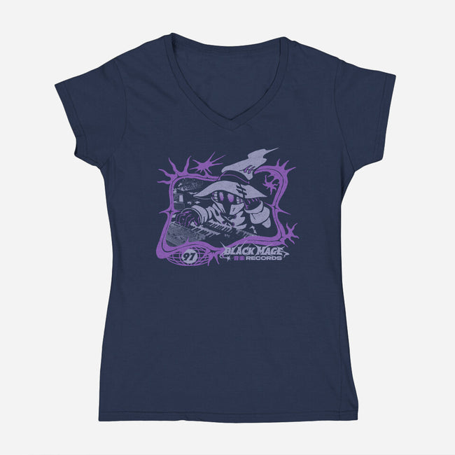 Black Mage Records-Womens-V-Neck-Tee-ilustrata