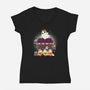 Ramen Obake-Womens-V-Neck-Tee-Freecheese