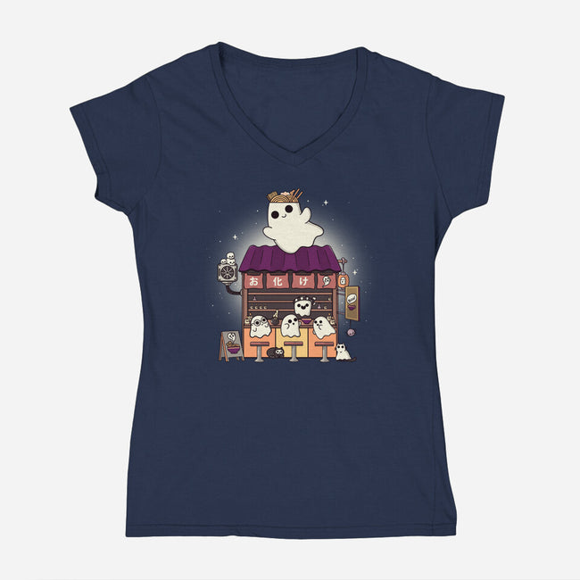 Ramen Obake-Womens-V-Neck-Tee-Freecheese