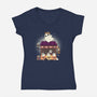 Ramen Obake-Womens-V-Neck-Tee-Freecheese