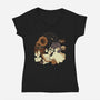 Spooky Cute Ghost Lofi-Womens-V-Neck-Tee-xMorfina