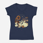 Spooky Cute Ghost Lofi-Womens-V-Neck-Tee-xMorfina