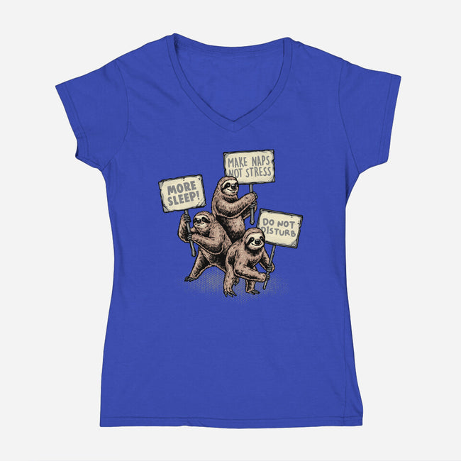 Sloths Unite-Womens-V-Neck-Tee-glitchygorilla