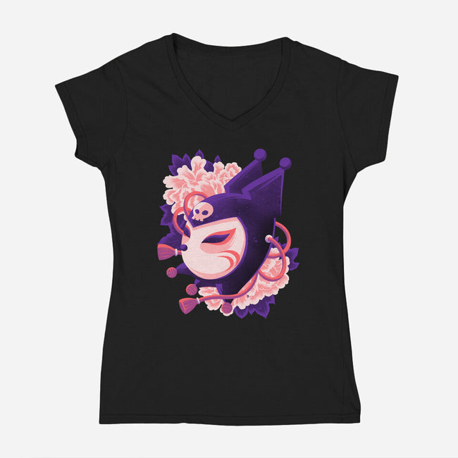 Cute Imp Mask-Womens-V-Neck-Tee-rmatix