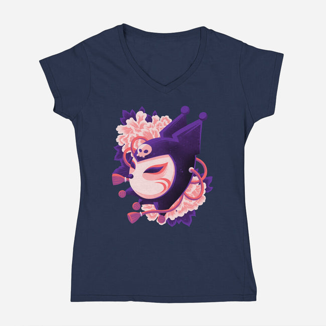 Cute Imp Mask-Womens-V-Neck-Tee-rmatix