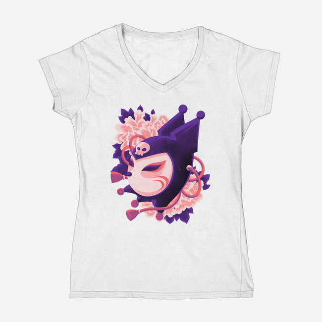 Cute Imp Mask-Womens-V-Neck-Tee-rmatix