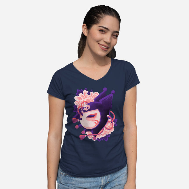 Cute Imp Mask-Womens-V-Neck-Tee-rmatix