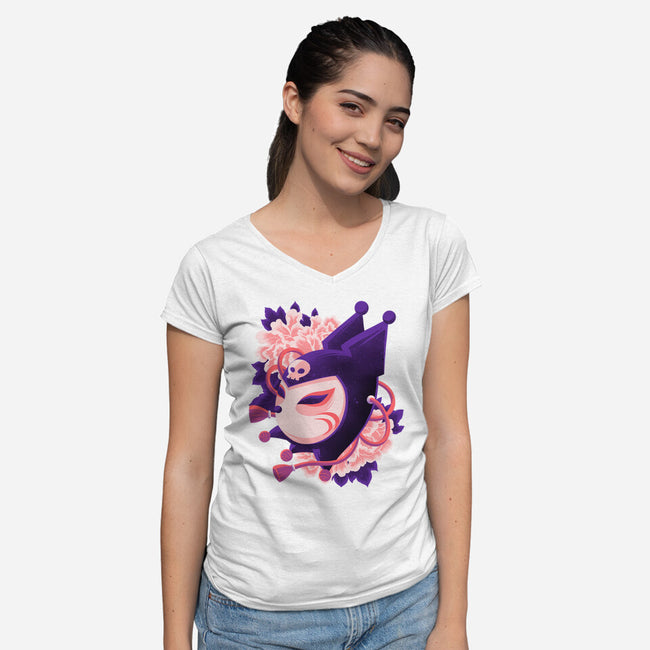 Cute Imp Mask-Womens-V-Neck-Tee-rmatix