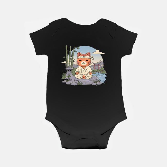 Meditating Cat-Baby-Basic-Onesie-GODZILLARGE
