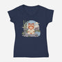 Meditating Cat-Womens-V-Neck-Tee-GODZILLARGE
