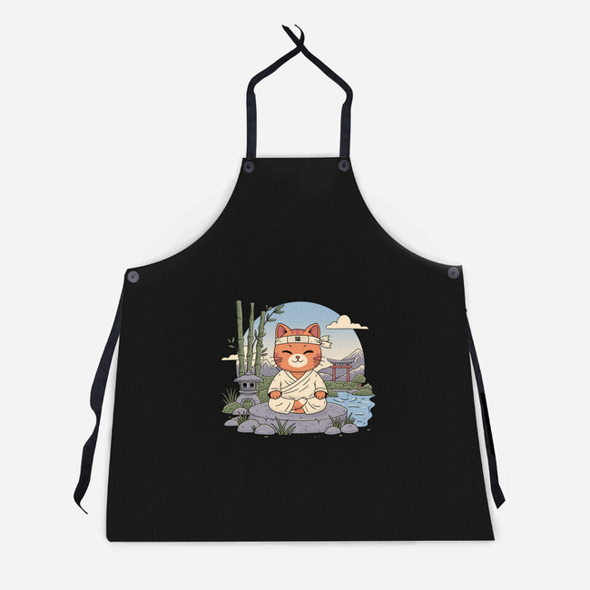 Meditating Cat-Unisex-Kitchen-Apron-GODZILLARGE