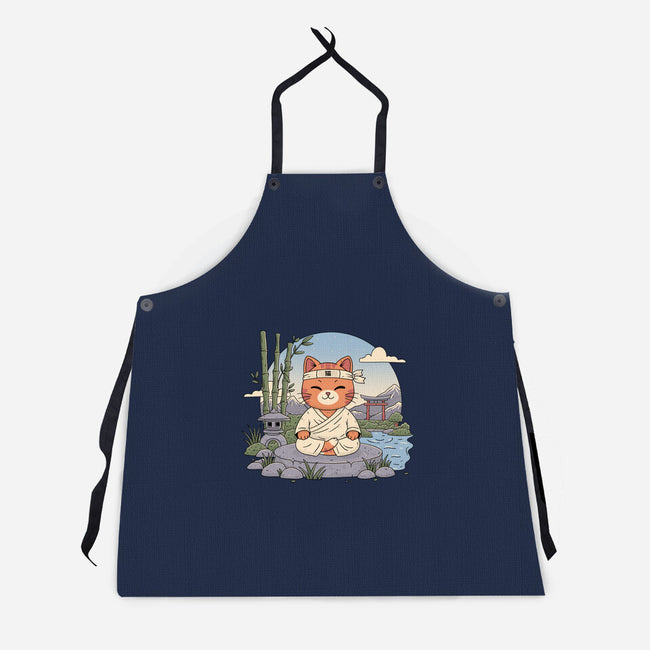 Meditating Cat-Unisex-Kitchen-Apron-GODZILLARGE