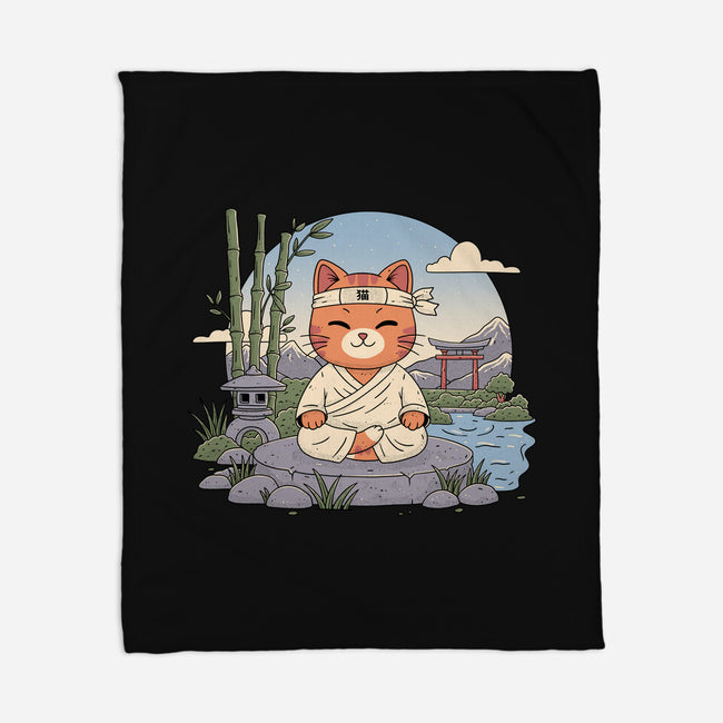 Meditating Cat-None-Fleece-Blanket-GODZILLARGE