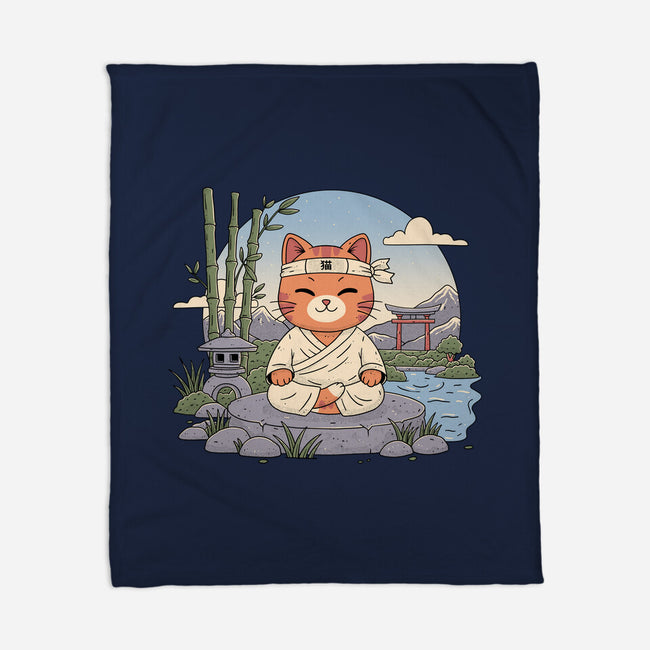Meditating Cat-None-Fleece-Blanket-GODZILLARGE