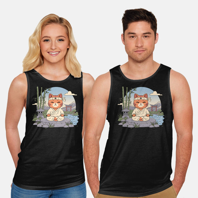 Meditating Cat-Unisex-Basic-Tank-GODZILLARGE