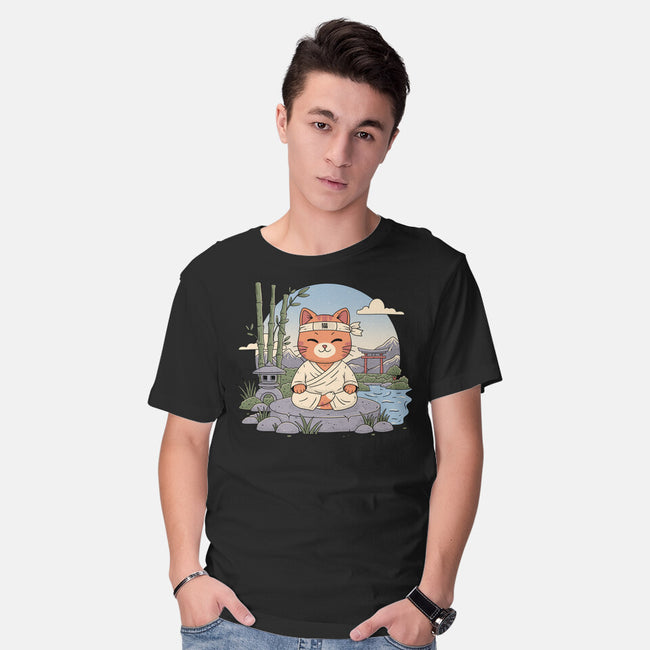 Meditating Cat-Mens-Basic-Tee-GODZILLARGE