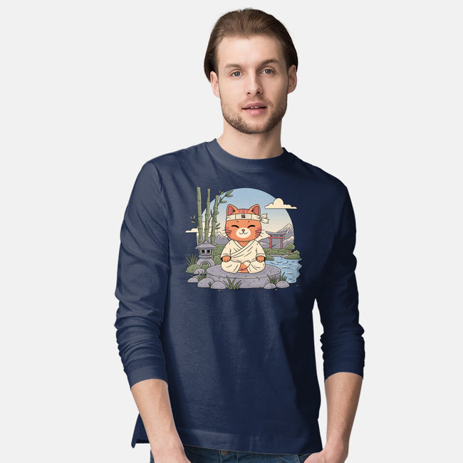 Meditating Cat-Mens-Long Sleeved-Tee-GODZILLARGE