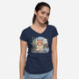 Meditating Cat-Womens-V-Neck-Tee-GODZILLARGE
