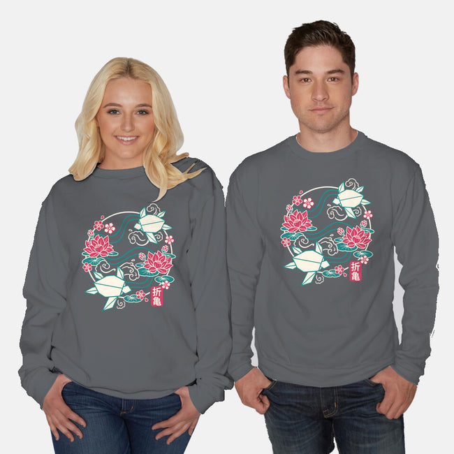 Origami Turtle-Unisex-Crew Neck-Sweatshirt-NemiMakeit