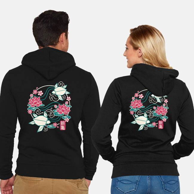 Origami Turtle-Unisex-Zip-Up-Sweatshirt-NemiMakeit