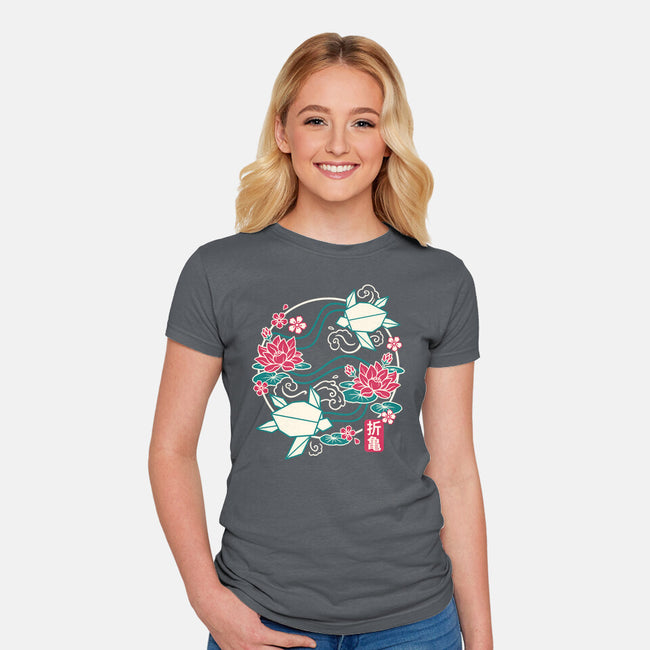 Origami Turtle-Womens-Fitted-Tee-NemiMakeit
