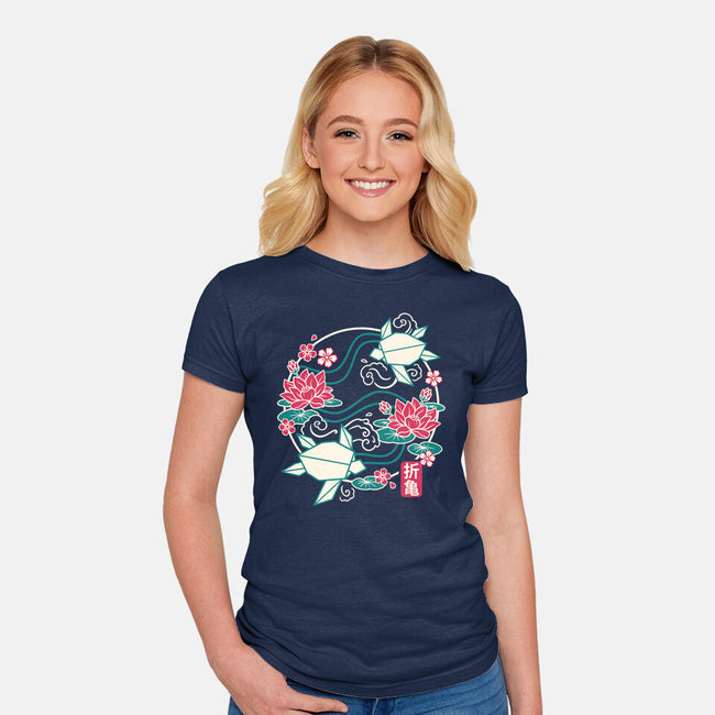 Origami Turtle-Womens-Fitted-Tee-NemiMakeit
